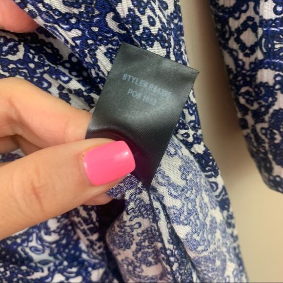 Lulus Mandala Daydream Blue/White Print Long Sleeve Dual Split Maxi Dress - Picture 6 of 9